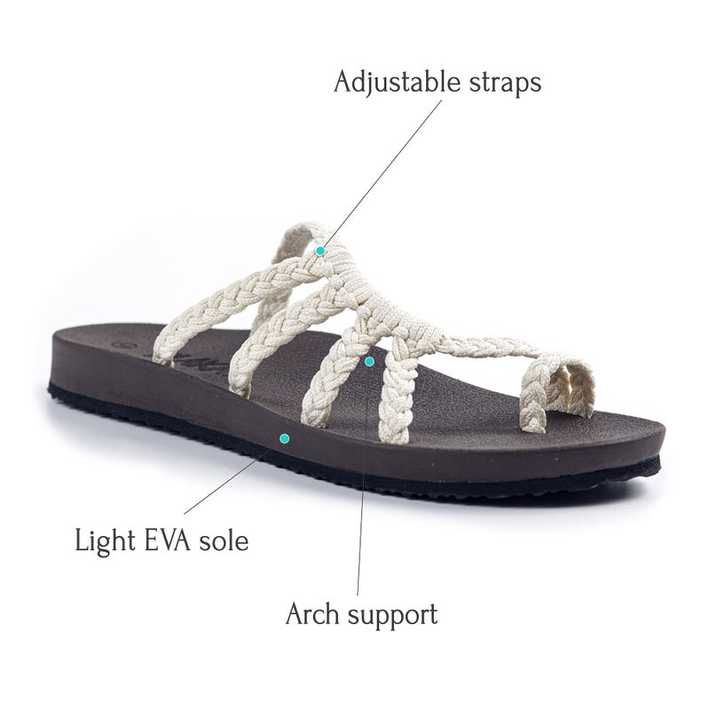 Plaka Relief Flip Flops for Women with Arch Support | Comfy Sandals for Women | Perfect for the Beach, Long Walks or Poolside | Reduces Heel & Back Pain | Pearl | Size 11 - Image 2